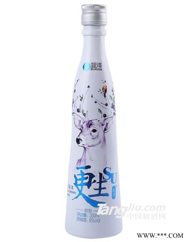 蓝泽天然纯酿蓝莓酒蓝莓红酒330ml图1