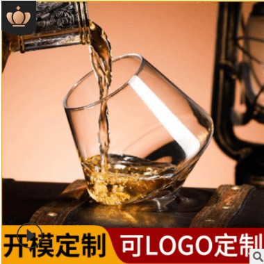 酒吧不倒翁威士忌烈酒杯夜店个性钻石调酒杯 创意摇摇玻璃杯定制图2