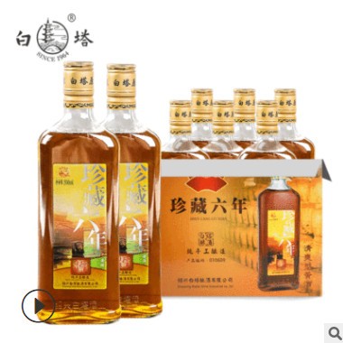 绍兴白塔老酒清爽型半甜黄酒珍藏版六年陈500ml*12宴会酒厂家批发图2