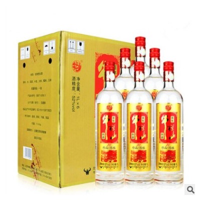 北京二锅头20土豪金52度（红标）1000ml/1L*6瓶