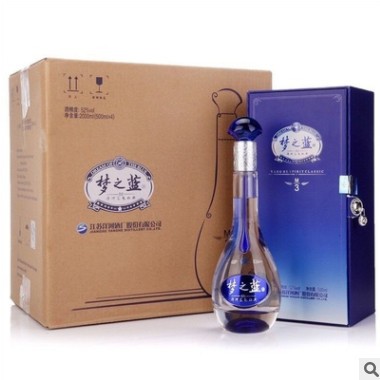 洋河蓝色经典梦之蓝M3 52度高度白酒500ml*4瓶整箱装2个礼品袋图3